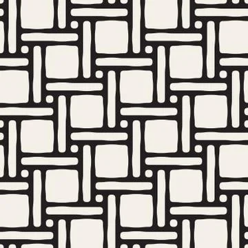 Vector Seamless Black and White Lattice Geometric Pattern 스톡 일러스트