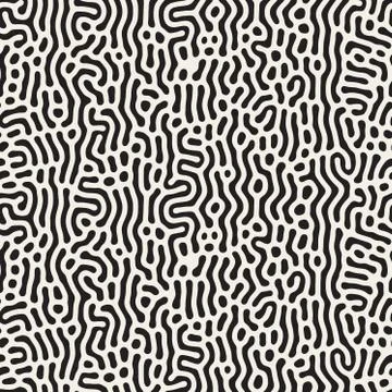 Vector Seamless Black and White Organic Lines Pattern Stockillustratie