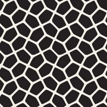 Vector Seamless Black and White Rounded Mosaic Geometric Pattern Illustrazione stock