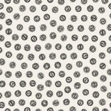Vector Seamless Black And White Jumble Hand Drawn Circles Pattern 스톡 일러스트