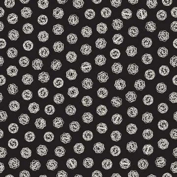 Vector Seamless Black And White Jumble Hand Drawn Circles Pattern 스톡 일러스트