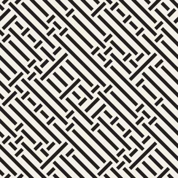 Vector Seamless Black And White Irregular Diagonal Lines Pattern Stock Illustration