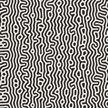 Vector Seamless Black and White Organic Lines Pattern Illustrazione stock