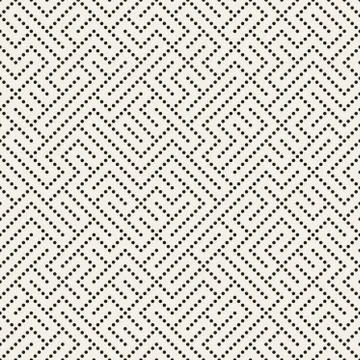 Vector Seamless Black and White Dotted Irregular Maze Perforation Pattern Illustrazione stock
