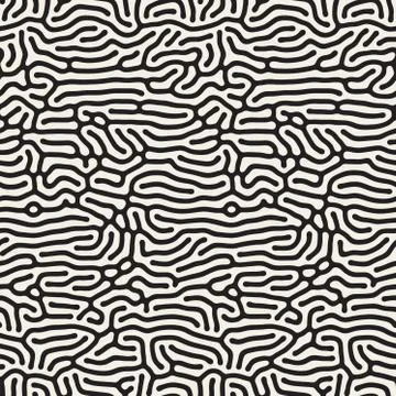 Vector Seamless Black and White Organic Lines Pattern イラスト素材