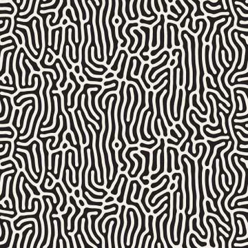 Vector Seamless Black and White Organic Lines Pattern Stockillustratie