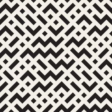 Vector Seamless Black and White Random Shapes Grid Pattern Stock Illustration