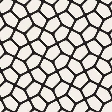 Vector Seamless Black and White Rounded Mosaic Geometric Pattern Illustrazione stock