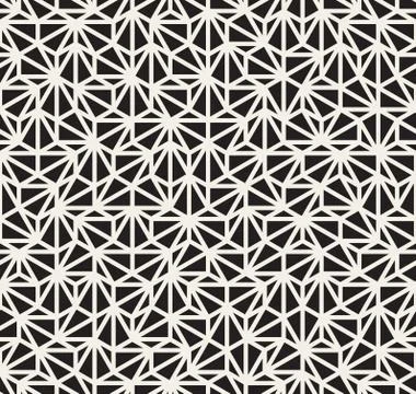 Vector Seamless Black and White Irregular Triangle Grid Pattern Stock Illustration