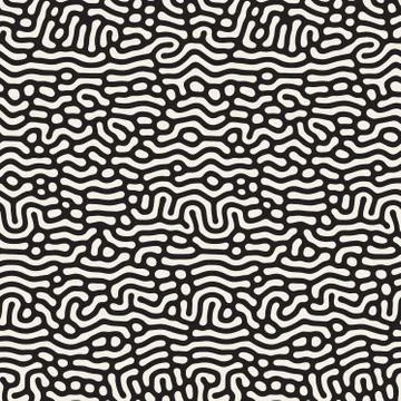 Vector Seamless Black and White Organic Lines Pattern イラスト素材