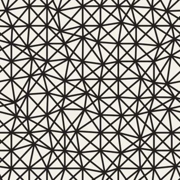 Vector Seamless Black and White Irregular Triangles Grid Pattern 스톡 일러스트