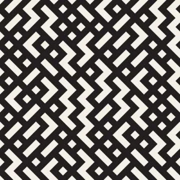 Vector Seamless Black and White Random Zigzag Shapes Grid Pattern 스톡 일러스트