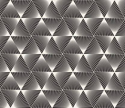 Vector Seamless Black And White Triangle Lines Grid Pattern Stock Illustration