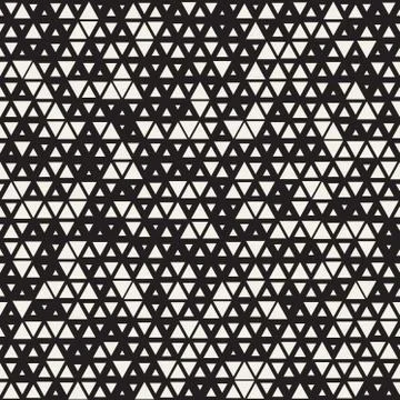Vector Seamless Black and White Random Size Triangles Grid Pattern Stock Illustration