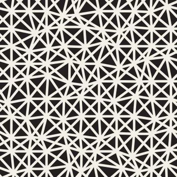Vector Seamless Black and White Irregular Triangles Grid Pattern Illustrazione stock