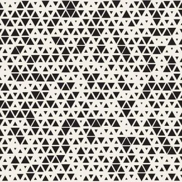Vector Seamless Black and White Random Size Triangles Grid Pattern Stock Illustration