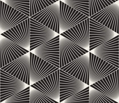 Vector Seamless Black And White Triangle Lines Grid Pattern Illustrazione stock