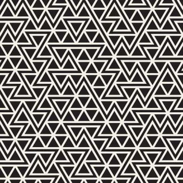 Vector Seamless Black And White Jumble Triangle Lines Pattern Stock Illustration