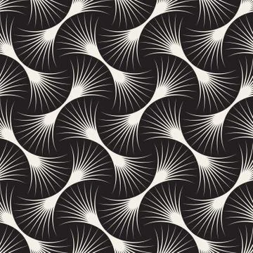 Vector Seamless Black and White Arc Lines Grid Pattern イラスト素材