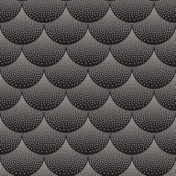 Vector Seamless Black and White Arc Shapes Stippling Pattern Stock Illustration