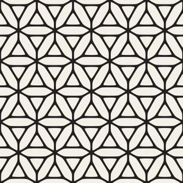 Vector Seamless Black And White Ethnic Geometric Floral Pattern Illustrazione stock