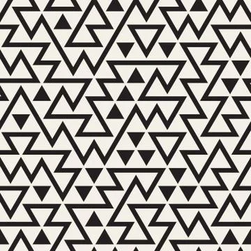 Vector Seamless Black and White Irregular Triangles Grid Pattern 库存插图