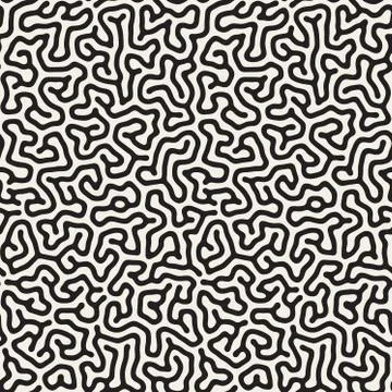 Vector Seamless Black and White Organic Lines Pattern 库存插图