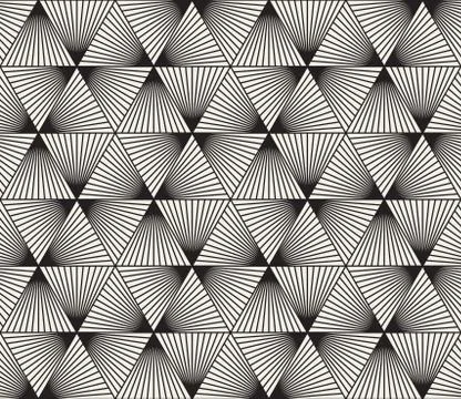Vector Seamless Black and White Triangle Lines Grid Pattern 스톡 일러스트