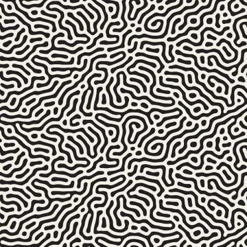 Vector Seamless Black and White Organic Lines Pattern Stockillustratie