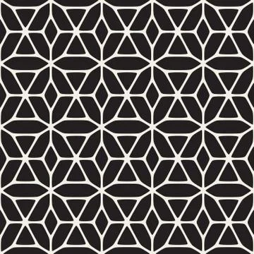 Vector Seamless Black and White Rounded Shapes Floral Pattern イラスト素材