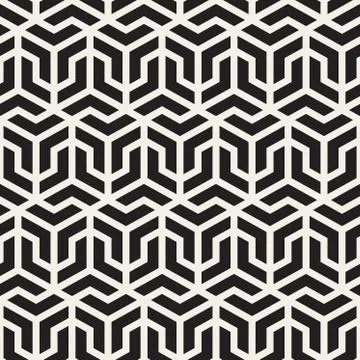 Vector Seamless Black And White Geometric Grid Pattern 스톡 일러스트