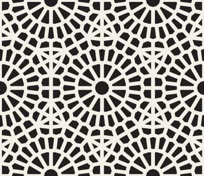 Vector Seamless Black And White Geometric Lace Grid Pattern Stock Illustration