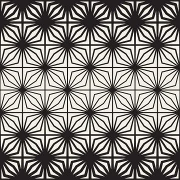 Vector Seamless Black and White Lines Grid Pattern Stock Illustration