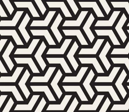 Vector Seamless Black And White Geometric Grid Pattern Stock Illustration