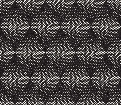 Vector Seamless Black and White Stippling Halftone Gradient Rhombus Pattern Stock Illustration