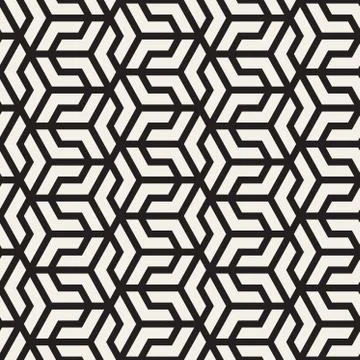 Vector Seamless Black And White Geometric Grid Pattern Stock Illustration