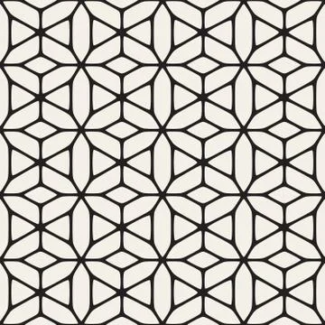 Vector Seamless Black and White Rounded Shapes Floral Pattern 스톡 일러스트