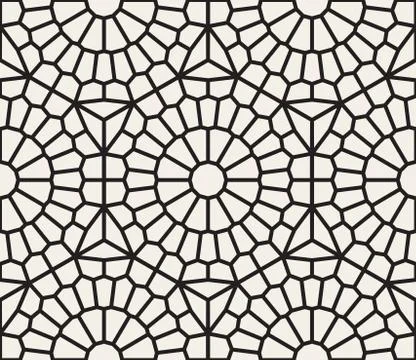 Vector Seamless Black And White Geometric Lace Grid Pattern Stock Illustration