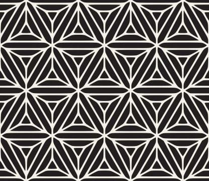 Vector Seamless Black And White Ethnic Geometric Floral Pattern Stock Illustration