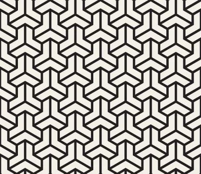 Vector Seamless Black And White Geometric Grid Pattern Stock Illustration