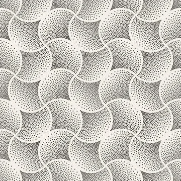 Vector Seamless Black and White Arc Shape Stipple Halftone Pattern Stock Illustration