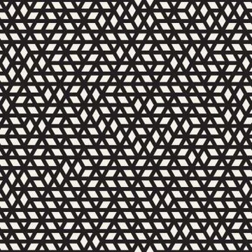 Vector Seamless Black and White Irregular Hexagonal Grid Pattern Stock Illustration