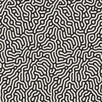 Vector Seamless Black and White Organic Lines Pattern Illustrazione stock