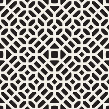 Vector Seamless Black And White Geometric Ethnic Mosaic Pattern 스톡 일러스트