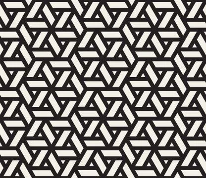 Vector Seamless Black And White Geometric Grid Pattern Stock Illustration