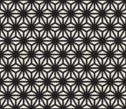 Vector Seamless Black And White Triangle Lines Grid Pattern Stock Illustration