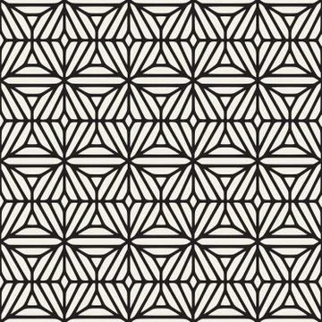 Vector Seamless Black And White Ethnic Geometric Floral Pattern 스톡 일러스트