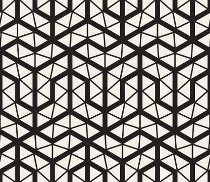 Vector Seamless Black And White Geometric Grid Pattern Illustrazione stock