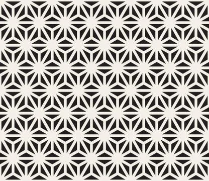 Vector Seamless Black And White Triangle Lines Grid Pattern Illustrazione stock