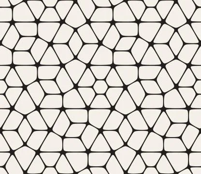 Vector Seamless Black and White Rounded Lace Pattern Stock Illustration
